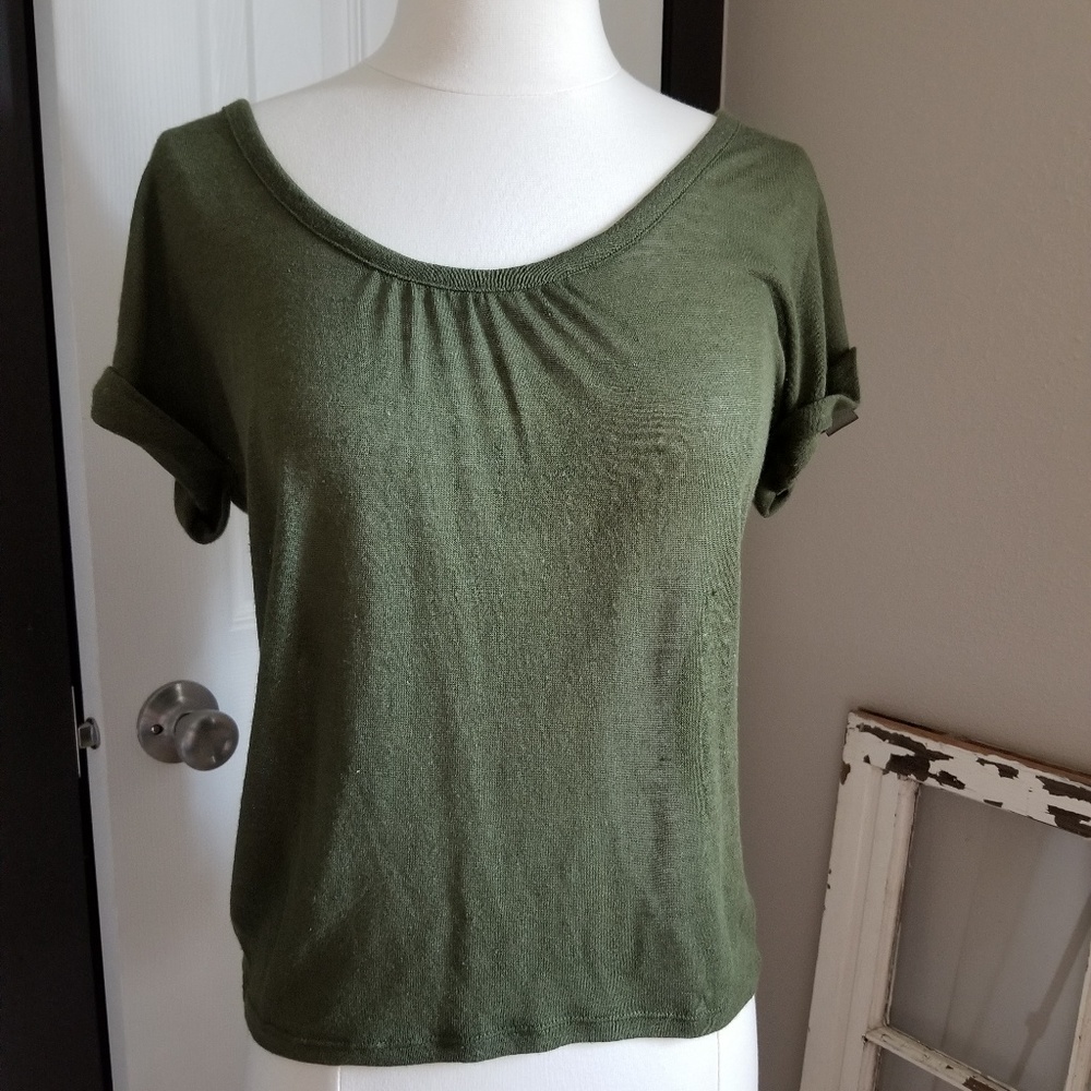 Olive green short sleeve blouse